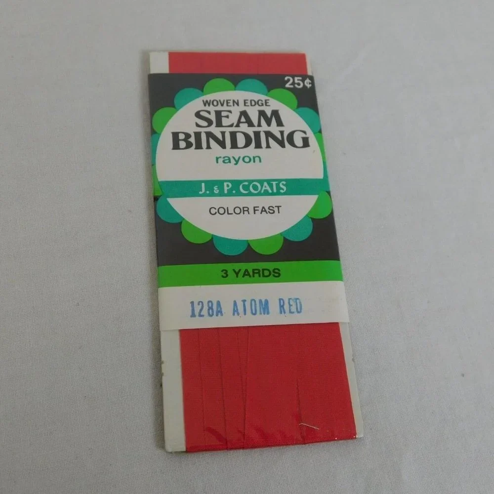 Seam Binding Tape Lot of 5 New Unopened Lace Woven J&P Coats Blue Red Gray Mix